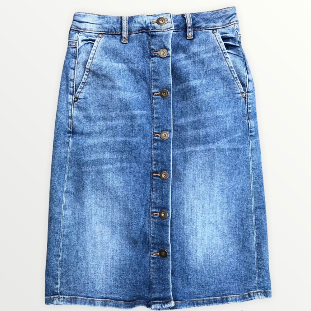 Anthropologie Pilcro and the Letterpress Button Denim Jean Skirt Size 00